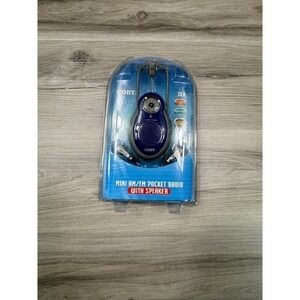 NIP‎ COBY CX-8 Blue Mini AM FM Pocket Radio with Speaker and Earphones